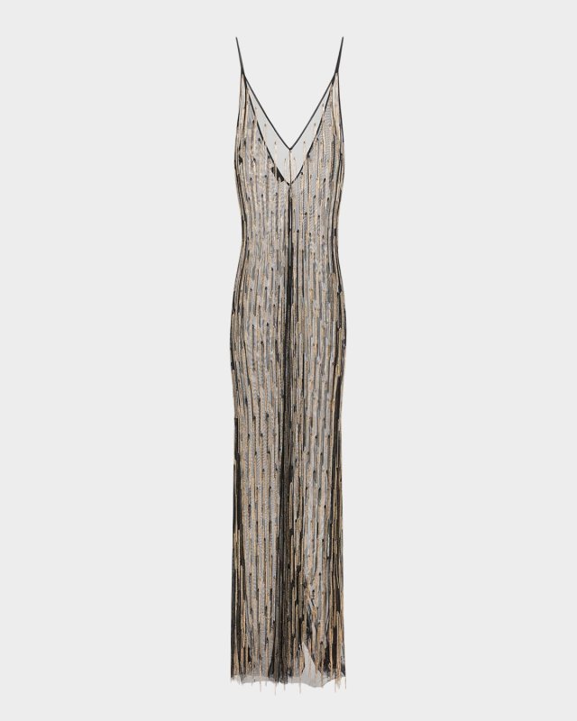 Sheer Rhinestone Fringe Cami Top